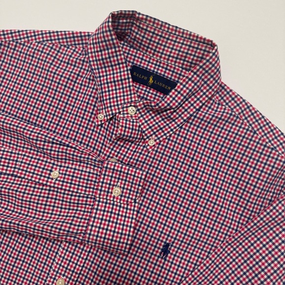 Ralph Lauren Other - Ralph Lauren Button Down Shirt Mens L Red Blue Gingham Excellent Long Sleeve
